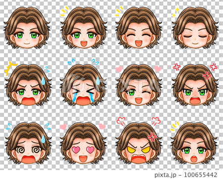 Perm male emotions chibi character face icon material 4 Perm male emotions chibi character face icon material 4 100655442