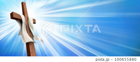 Web banner. Resurrection. Christian cross illustration with dove. Concept life after death Web banner. Resurrection. Christian cross illustration with dove. Concept life after death 100655880