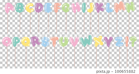 紐付きバルーンのアルファベットアイコン一式（カラフル） 100655882