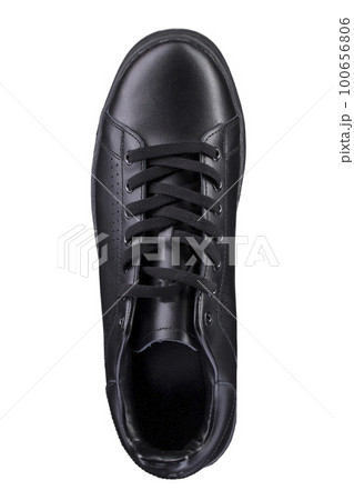 Sport shoes. Black sneaker on a white background. 100656806