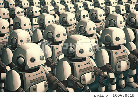 Robot crowd in rows. Robot army. Created with...のイラスト素材 [100658019] - PIXTA