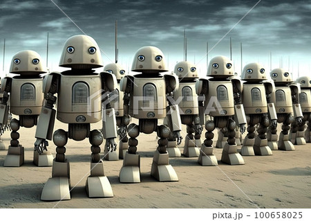 Robot crowd in rows. Robot army. Created with...のイラスト素材 [100658025] - PIXTA