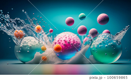 colored drops water splashes light blue, generative AI colored drops water splashes light blue, generative AI 100659865