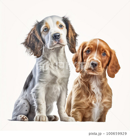 Dog pet pals on a white background. generative AI Dog pet pals on a white background. generative AI 100659929