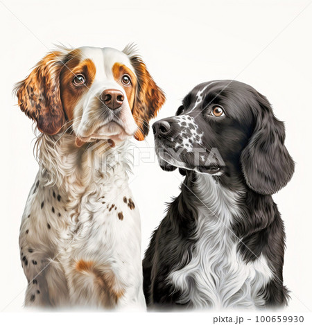 Dog pet pals on a white background. generative AI Dog pet pals on a white background. generative AI 100659930