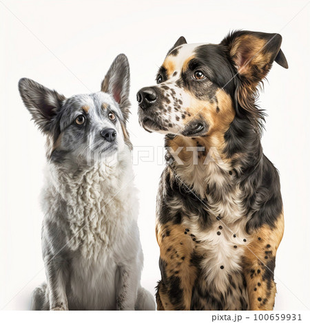 Dog pet pals on a white background. generative AI Dog pet pals on a white background. generative AI 100659931