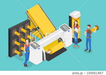 3D Isometric Flat Vector Conceptual Illustration of Fabric Production Factory 3D Isometric Flat Vector Conceptual Illustration of Fabric Production Factory 100661867