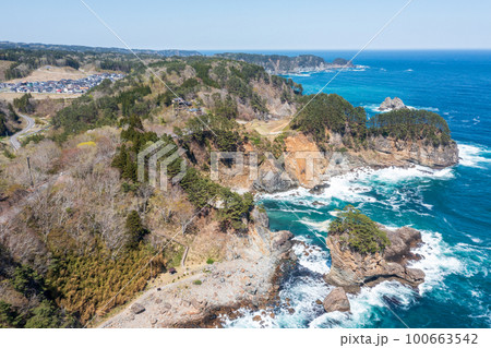 空撮「岩手県」三王岩・宮古市 空撮「岩手県」三王岩・宮古市 100663542