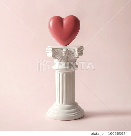 An antique Roman column with the symbol of the romantic heart. An antique Roman column with the symbol of the romantic heart. 100663924