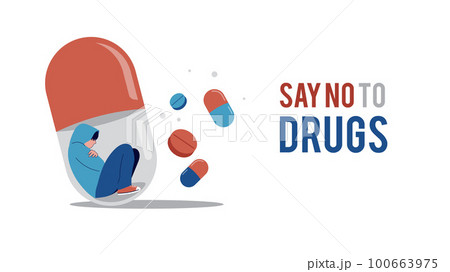 No drugs, concept design. International day against drug abuse illustration, banner No drugs, concept design. International day against drug abuse illustration, banner 100663975
