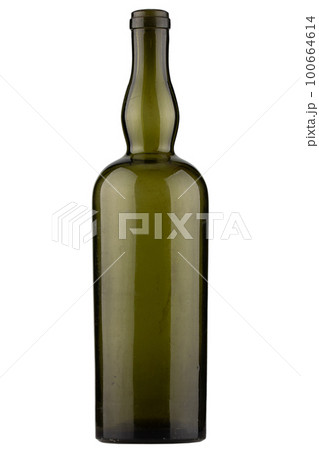 Antique retro green glass bottle 100664614