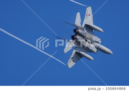 航空祭で機動飛行を行う航空自衛隊のF-15 100664866