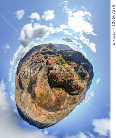空撮「栃木県」日光・第一いろは坂の360度撮影・リトルプラネット 100667238