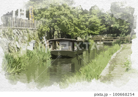 水彩画風 近江八幡 八幡堀 滋賀県近江八幡市のイラスト素材 [100668254] - PIXTA