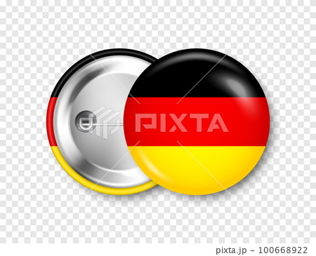 Realistic button badge with printed German...のイラスト素材 [100668922] - PIXTA