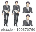 【全身立ち絵】スーツを着たサラリーマン男性（正面）のベクターイラスト 100670760