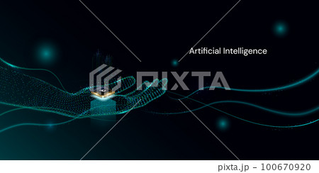 Abstract artificial intelligence. Virtual concept. Machine learning technology concept. 100670920