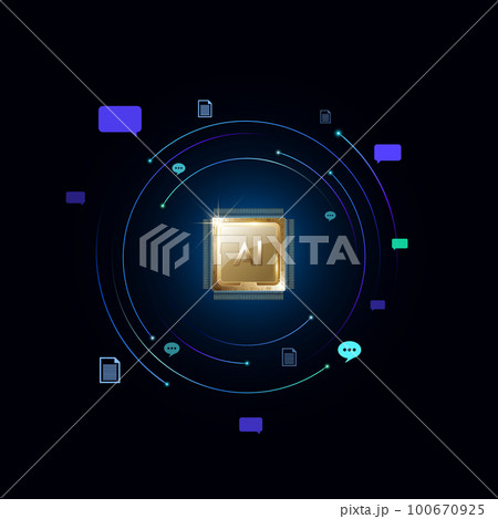 Abstract artificial intelligence. Virtual concept. Machine learning technology concept. 100670925