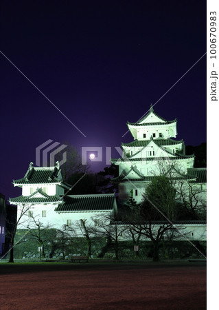 【岐阜県】大垣城と満月 【岐阜県】大垣城と満月 100670983