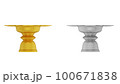 element of gold and silver pedestal tray with thai culture pattern. thailand travel. 100671838