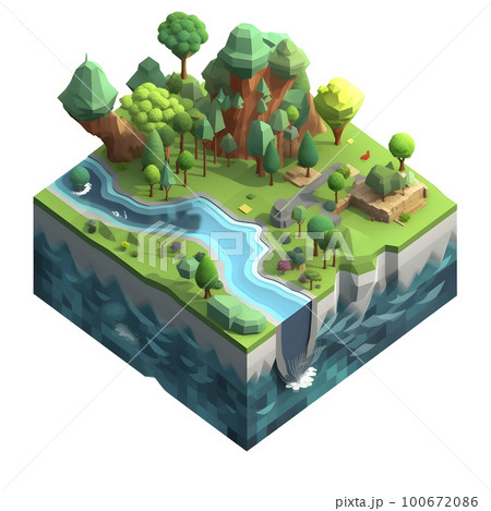 地球の再生可能エネルギーの考察　アイソメトリック図「AI生成画像」 100672086