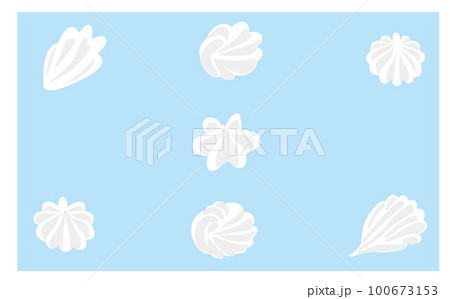 水色地のホイップクリームデコレーションセット 100673153