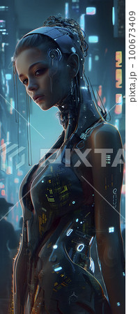 Cyberpunk anime teen girl, cyborg, android, - Stock Illustration  [100864766] - PIXTA