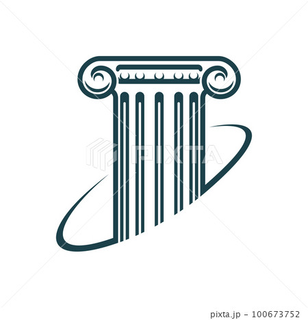 Ancient Greek column pillar, notary, justice and legal service or law office vector icon. Legislation and juridical lawyer firm symbol of Greek column for notarial advocate or juridical counsellor 100673752