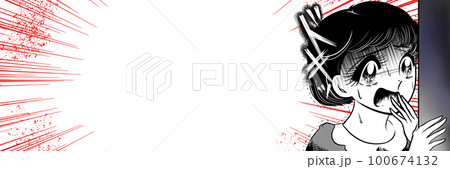 事件現場を目撃し顔面蒼白パニックに陥る黒髪美少女の日本の70年代風少女漫画ワイドサイズイラスト 事件現場を目撃し顔面蒼白パニックに陥る黒髪美少女の日本の70年代風少女漫画ワイドサイズイラスト 100674132