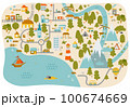 Cute town map for kids room. Landscape with lot details. Vector illustration 100674669