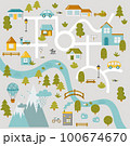 Cute town map for kids room. Landscape with lot details. Vector illustration 100674670