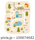 Cute town map for kids room. Landscape with lot details. Vector illustration 100674682