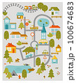 Cute town map for kids room. Landscape with lot details. Vector illustration 100674683
