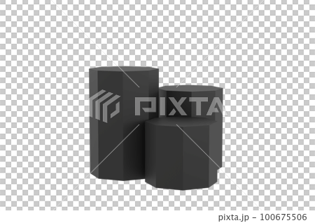 3D. Elegant black Octagon Podium on Geometric Background for Premium Presentations. 100675506