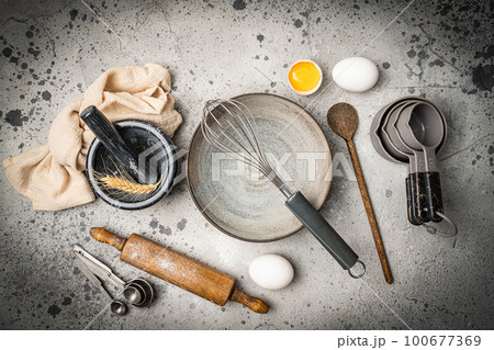 Baking utensils and ingredients. 100677369