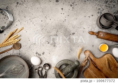 Baking utensils and ingredients. Baking utensils and ingredients. 100677372