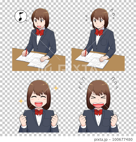 Female student study pose set 100677480