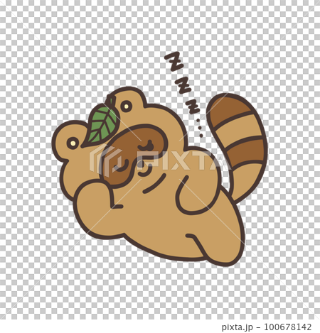 かわいいタヌキのイラスト／狸寝入りのイラスト素材 [100678142] - PIXTA