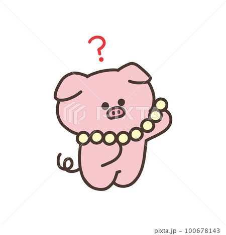 かわいいブタのイラスト/豚に真珠 かわいいブタのイラスト/豚に真珠 100678143