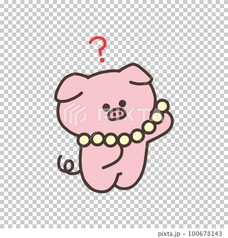 かわいいブタのイラスト/豚に真珠 かわいいブタのイラスト/豚に真珠 100678143