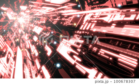 VJ トンネル 三角形 機械 SF 発光 サイバー 赤 [別Verあり] 100678307