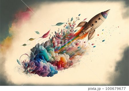 Space rocket takeoff as startup business concept 100679677