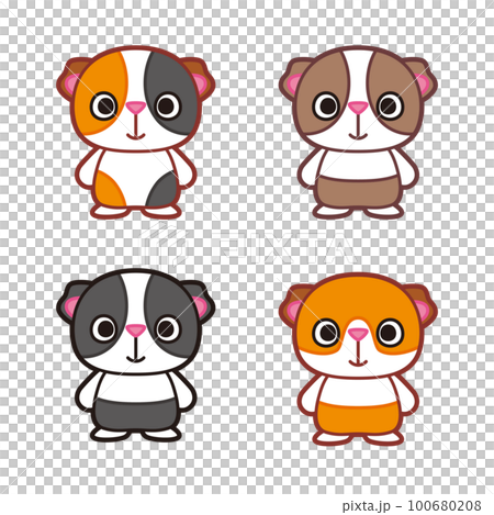 豚鼠插圖鬆散字符集 100680208