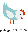 Cute hen in a flat cartoon style. Vector illustration 100680292