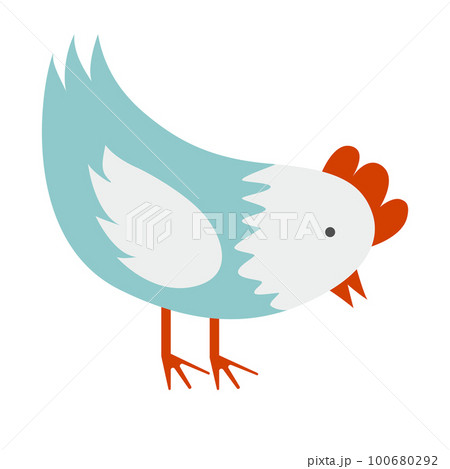Cute hen in a flat cartoon style. Vector illustration 100680292