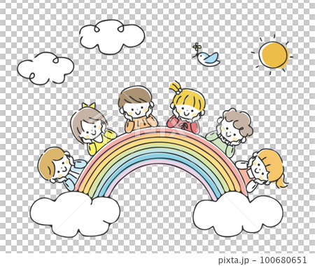 Rainbow and children Rainbow and children 100680651
