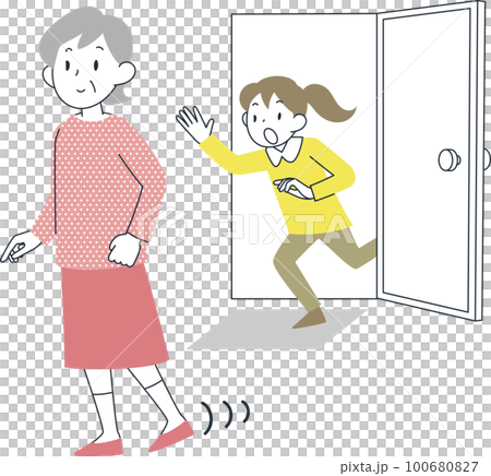 認知症によりひとりで出かけてしまうシニア女性 100680827