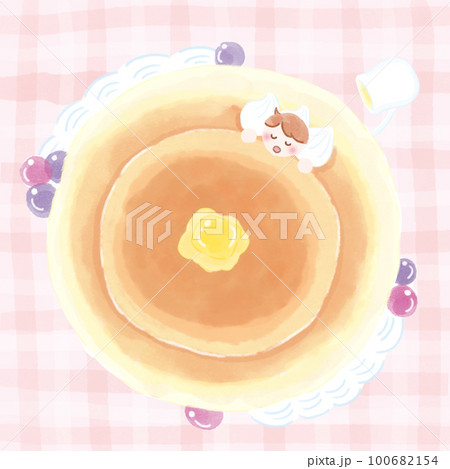パンケーキの形のベッドで眠る人 100682154