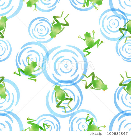 蛙がモチーフのシームレスパターン素材 100682347