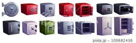 Vector safe box close door, deposit steel vault Vector safe box close door, deposit steel vault 100682436